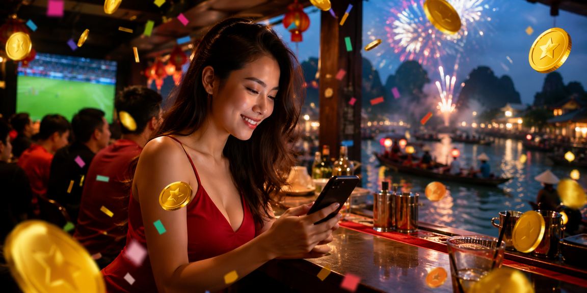 Người hâm mộ bóng đá tại Ninh Bình xem kết quả và đặt kèo qua điện thoại trong lễ hội